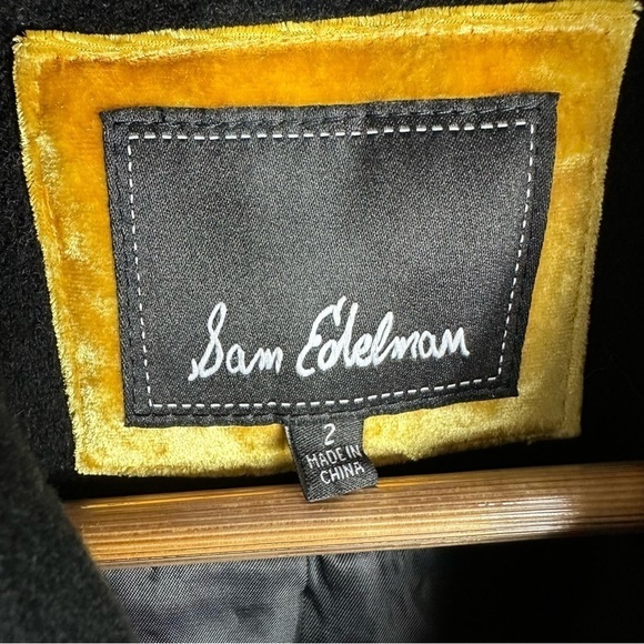 Sam Edelman Wool Blend Double Breasted Black Coat Jacket size 2 - Picture 3 of 7